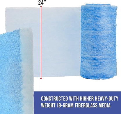 Master Airbrush Elite Paint Spray Booth Exhaust Filter Roll 24" x 100' - 18 Gram Heavy-Duty Fiberglass Paint Arrestor for Filtering Overspray Particles in Auto Body Shops & Refinish Booths