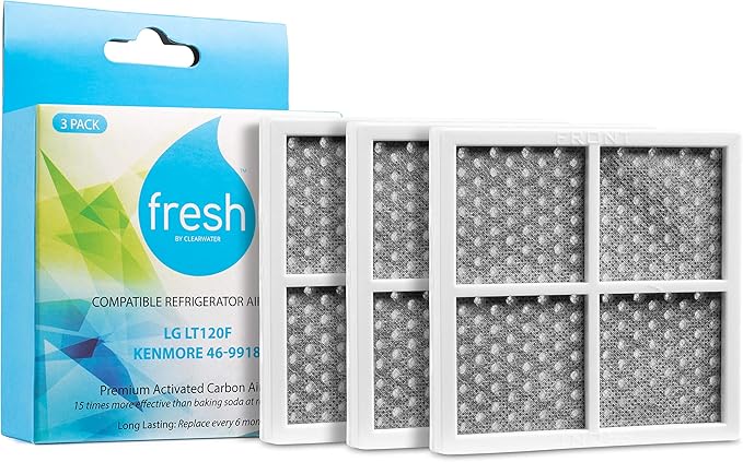 Mist Fresh Refrigerator Air Filter Replacement for L120F, LG ThinQ Fresh Air Filter, Kenmore Elite 469918, 6 Month Replacement, 3 pack