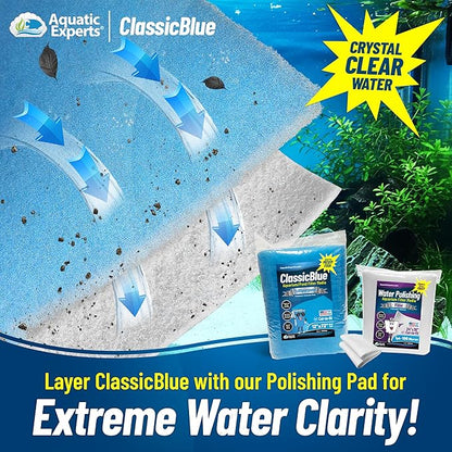Aquatic Experts Classic Bonded Aquarium Filter Pad -12 Inches by 12 Feet by .75 Inch - Blue and White Filter Media Pad Bulk - Replacement Filter Rolls of Prefilter Floss - Made in USA