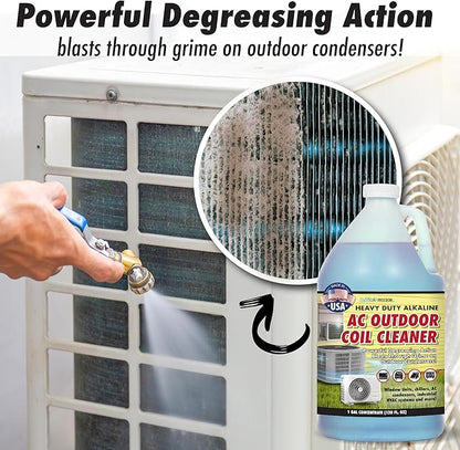 Nature's Freedom HVAC Coil Cleaner – Heavy Duty Alkaline Formula for Outdoor AC Condenser Units – Gallon