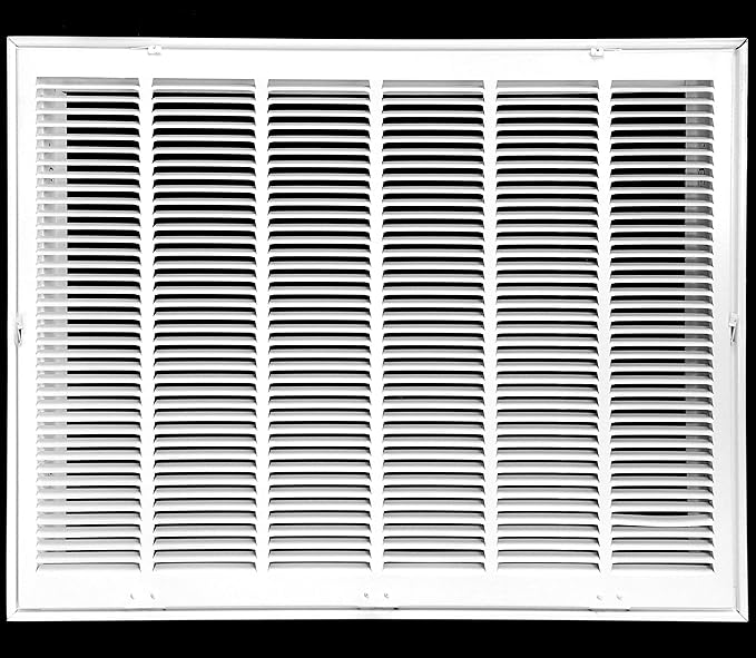HVAC Premium 30" X 18" Steel Return Air Filter Grille for 1" Filter - Fixed Hinged - HVAC DUCT COVER - Flat Stamped Face - White [Outer Dimensions: 32 5/8"w X 20 5/8"h]