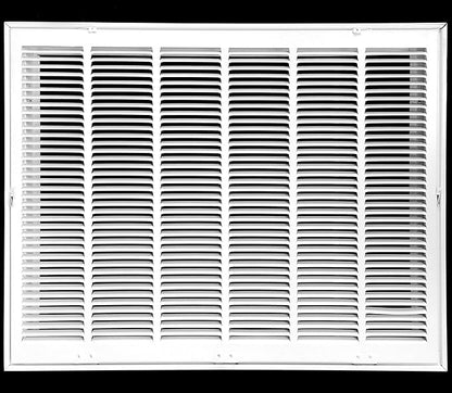 HVAC Premium 30" X 18" Steel Return Air Filter Grille for 1" Filter - Fixed Hinged - HVAC DUCT COVER - Flat Stamped Face - White [Outer Dimensions: 32 5/8"w X 20 5/8"h]