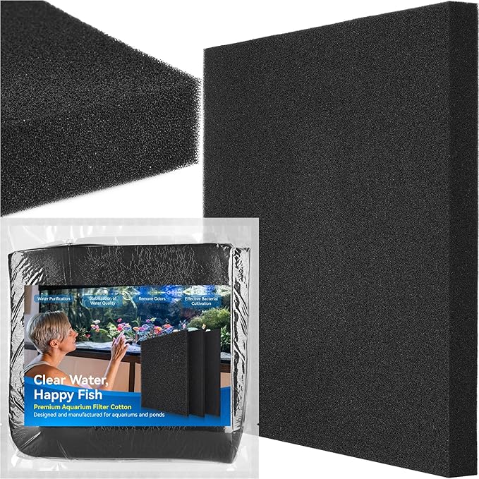 Borlech Aquarium Bio Filter Sponge Pad - Cut-to-Size Aquarium Filter Media for Fish Tank, Pond, Sump - Mechanical & Biological Filtration (18.5"x18.5"x1.6", 50PPI, 1 Pack)