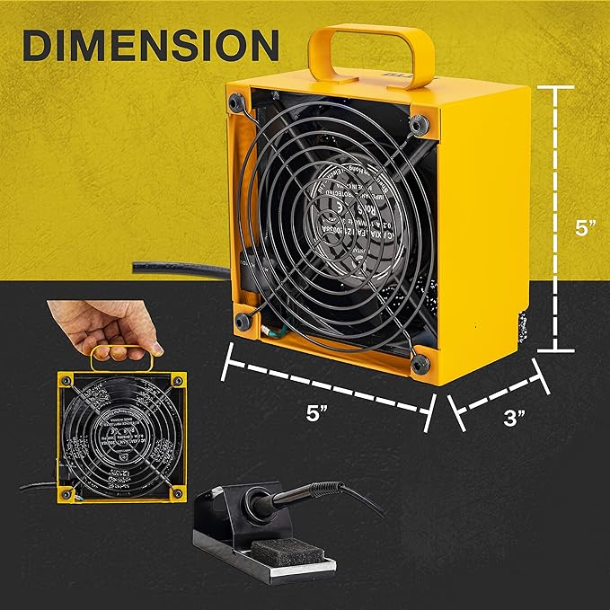 KOTTO Solder Smoke Absorber New with Removable Magnetic Flaps Remover Fume Extractor Smoke Prevention Absorber DIY Working Fan for Soldering Station (Yellow)