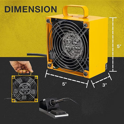 KOTTO Solder Smoke Absorber New with Removable Magnetic Flaps Remover Fume Extractor Smoke Prevention Absorber DIY Working Fan for Soldering Station (Yellow)