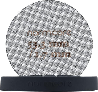 Normcore 2 Packs 53.3mm Puck Screen with Stand - Reusable Contact Shower Screen with Silicone Holder - 1.7mm / 1.0mm Thickness 150μm Mesh - Compatible with Espresso Machine 54mm Portafilter Basket