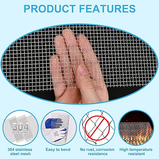 8 Pcs 13x9 (33cmx23cm) 5 Mesh 304 Stainless Steel Wire Mesh Sheet, Rustproof Metal Mesh Sheet Screen for DIY Crafts, Vent Covers, Garden Fencing, Window Protection & Industrial Filters