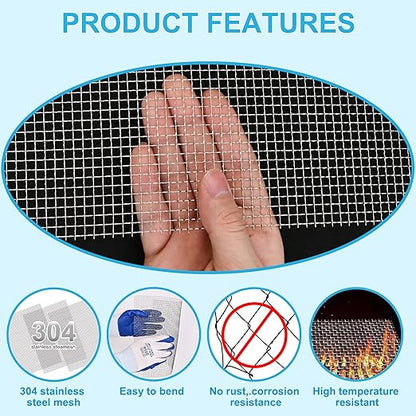 8 Pcs 13x9 (33cmx23cm) 5 Mesh 304 Stainless Steel Wire Mesh Sheet, Rustproof Metal Mesh Sheet Screen for DIY Crafts, Vent Covers, Garden Fencing, Window Protection & Industrial Filters