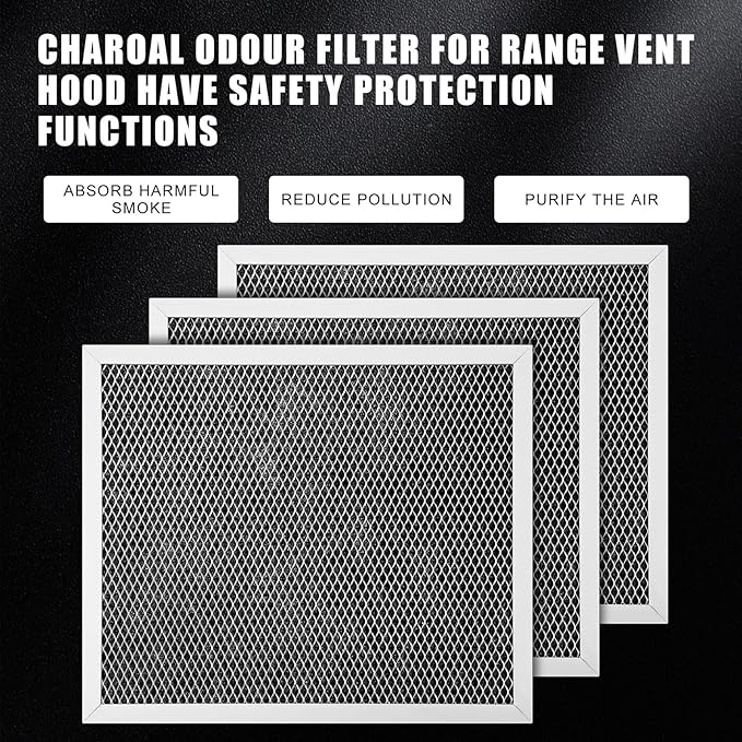 Baquler Range Hood Filter Compatible with Broan Nutone 97007696 Range Hood Replacement Filter Stove Vent Aluminum Mesh Charcoal for Kitchen Air(12 Pcs)