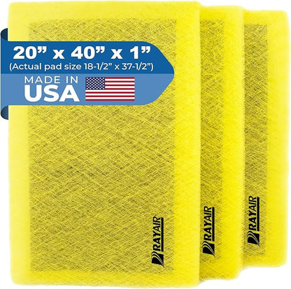 RAYAIR SUPPLY 20x40 Replacement Filter Pads Designed to Fit MicroPower Guard Air Cleaner 20x40 Refills (3 Pack) YELLOW