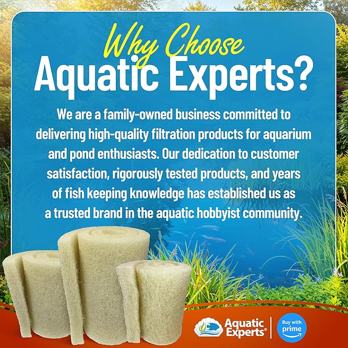 Aquatic Experts Cream COARSE Pond Filter Pad - 2 inch Thick - Bulk Roll Water Garden Filter Pond Media - Made in USA, (18 inch by 36 inch)