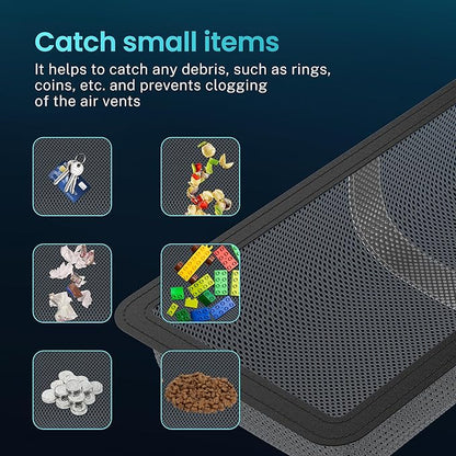 4 Pack Floor Register Cover Trap, HG Power 4 x 10 Inch Floor Vent Screen Net, Nylon Fabric Mesh Air Vent Filter for Home Floor, Catches Coins, Toys, Snacks, Pet Hair, Pet Food