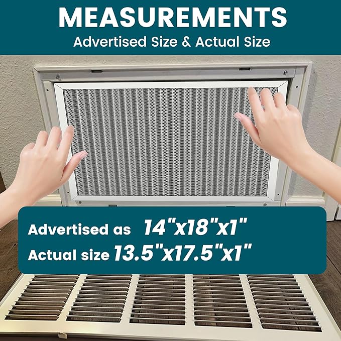 14x18x1 Air Filter-MERV 8, Washable & Reusable Electrostatic Air Filter, AC/HVAC Furnace Filter, Lasts a Lifetime, Permanent Filter, Breathe FresherHome And Office Actual Size:13.5x1.75x0.86Inch