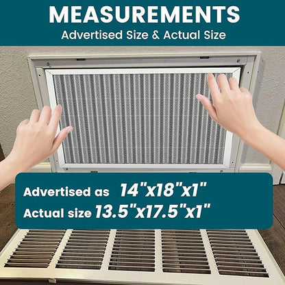 14x18x1 Air Filter-MERV 8, Washable & Reusable Electrostatic Air Filter, AC/HVAC Furnace Filter, Lasts a Lifetime, Permanent Filter, Breathe FresherHome And Office Actual Size:13.5x1.75x0.86Inch