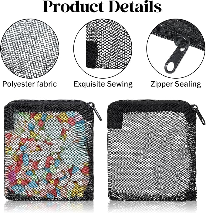 10 Pcs Aquarium Filter Media Bags, 3.9 x 3.9 Inch Fish Tank Fine Mesh Bag with Zipper Fine Mesh Bag Aquarium Reusable Meshes Bags for Activated Carbon Filters Balls Filters Stones