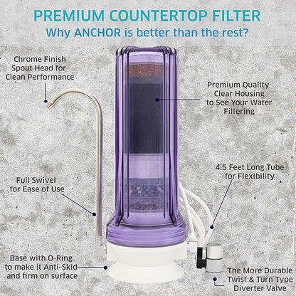 Anchor AF-3110 10-Stage Alkaline, Mineral, Anti-oxidizing Countertop Water Filter - Removes PFASs, Heavy Metals, Chlorine (Clear)
