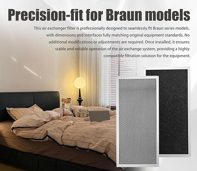 2-Pcs SV02300 Air Exchanger Filter 15-3/8 x 7-1/8 x 5/8 Inches Efficiency Premium Quality Air Filters for Improved Indoor Air Quality Home Ventilation System Replacement Filter