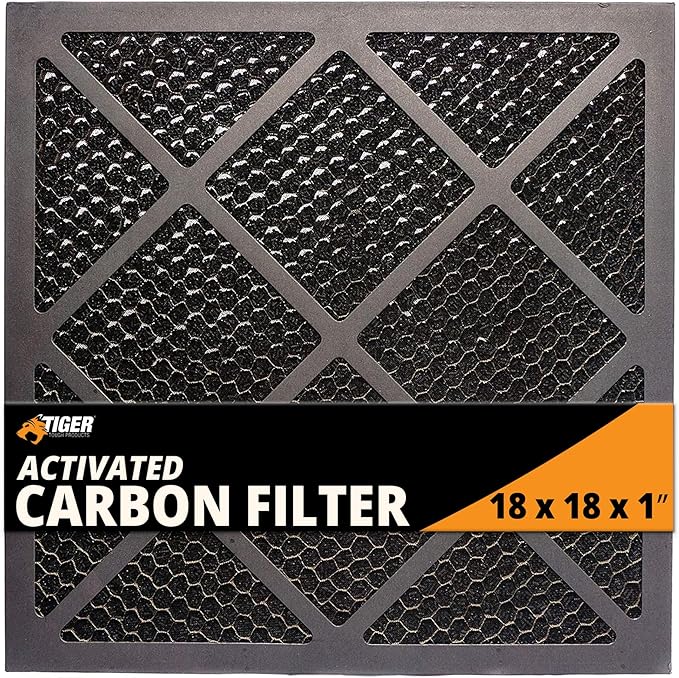 Tiger Tough Replacement Carbon Media Pad 18x18x1 – Mechanical Activated Carbon Filter Compatible with Industrial Air Scrubber Units