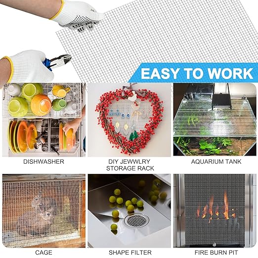 Valchoose 1 Piece Metal Woven Mesh Screen 14.6 X 11.4 in (372mmX292mm), 4.5mm Hole 5 Mesh Wire Mesh Easy to Cut, No Rust Stainless Steel Mesh, Hard Heat Resisting Used for Filters Vent BBQ DIY Project