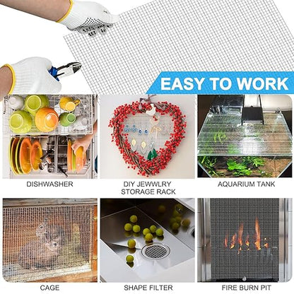 Valchoose 1 Piece Metal Woven Mesh Screen 14.6 X 11.4 in (372mmX292mm), 4.5mm Hole 5 Mesh Wire Mesh Easy to Cut, No Rust Stainless Steel Mesh, Hard Heat Resisting Used for Filters Vent BBQ DIY Project