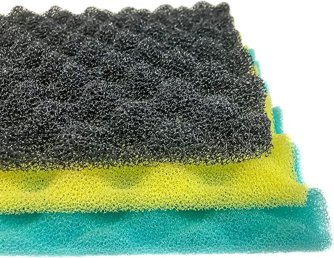 Wave Point Aquarium Bio Sponge Foam Filter Media Pad Cut-to-fit for Fish Tank Sump Pond 17" x 11" x 1/2" to 1" (1 Set (3 PCS))