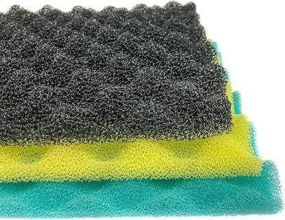 Wave Point Aquarium Bio Sponge Foam Filter Media Pad Cut-to-fit for Fish Tank Sump Pond 17" x 11" x 1/2" to 1" (1 Set (3 PCS))