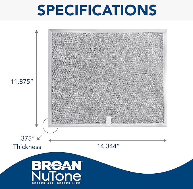 Broan BPS1FA30 Replacement Filters for QS1 and WS1 30” Range Hoods, Aluminum, 11.8" x 14.3" x 0.37" (L x W x H), 2-Pack