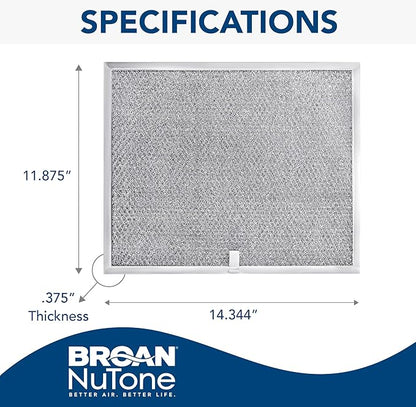 Broan BPS1FA30 Replacement Filters for QS1 and WS1 30” Range Hoods, Aluminum, 11.8" x 14.3" x 0.37" (L x W x H), 2-Pack