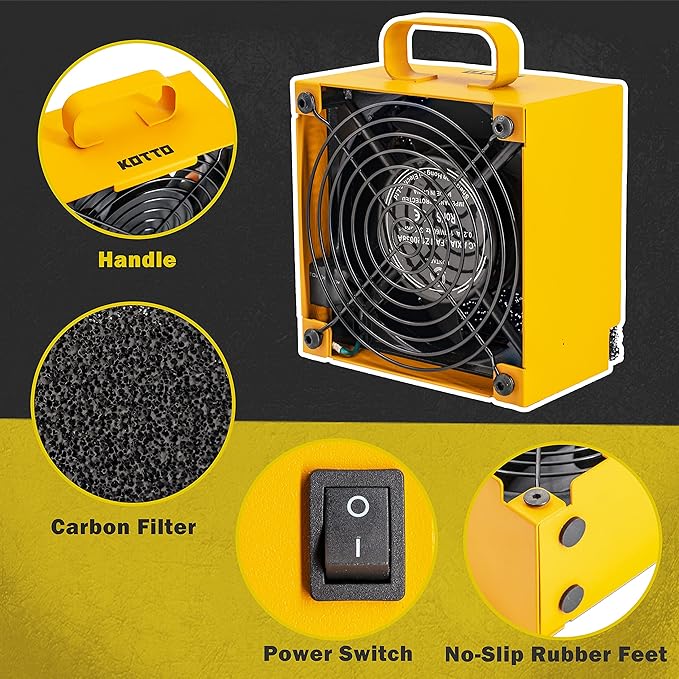 KOTTO Solder Smoke Absorber New with Removable Magnetic Flaps Remover Fume Extractor Smoke Prevention Absorber DIY Working Fan for Soldering Station (Yellow)