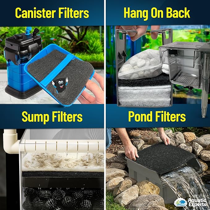 Aquarium Carbon Pad – Cut‑to‑Fit Carbon Infused Filter Pad Media for Crystal Clear Fish Tanks and Ponds, 3/8"–1/2" Thick (18 Inch Width, 36 Inch Long)