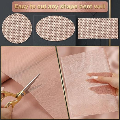 Therwen 36 Inch x 35 ft Copper Mesh Screen 99.9% Pure Copper 40 Mesh Roll Wire Fabric for Grounding Dense Filter Screen Woven Crafts Window Protection