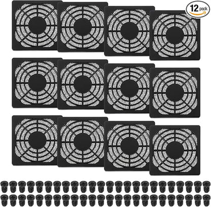 PATIKIL 60mm Fan Filter Grill, 12 Pcs Plastic Ventilation Dustproof Grill Covers Cooling Ventilator with Screws for Industry Workshop Computer Case Refrigerators Air Conditioning, Black