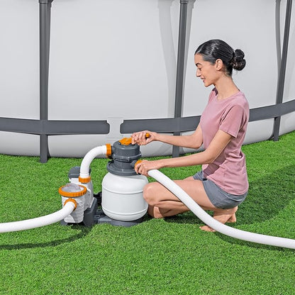 Bestway 58498E Flowclear 1500 Gallon Sand Filter Pool Pump for Above Ground 300 to 11,200 Gallon Swimming Pools with Adapter (Sand is Sold Separately)