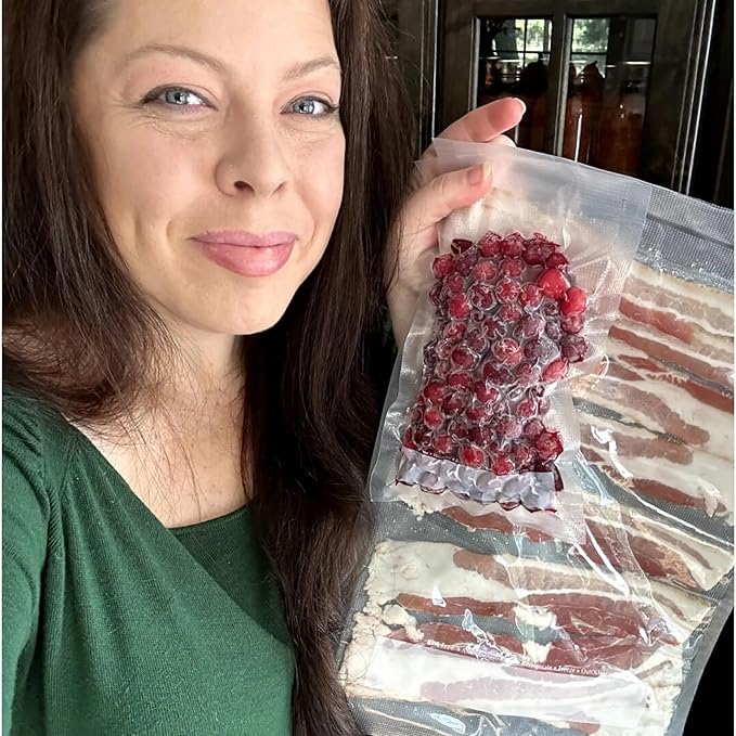 OutOfAir 100 Vacuum Sealer Bags: 4" x 6" Pre Cut Bags - Works with FoodSaver & Other Machines - 33% Thicker BPA Free, 4 Mil Commercial Grade, 4 x 6 inches