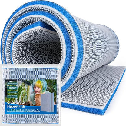 Borlech 8-Layer Fast-Acting Aquarium Filter Pad - Cut-to-Size Aquarium Floss Media for Fish Tank, Pond, Sump - Fast Water Polishing in Hours (47.24"x11.81"x0.6")