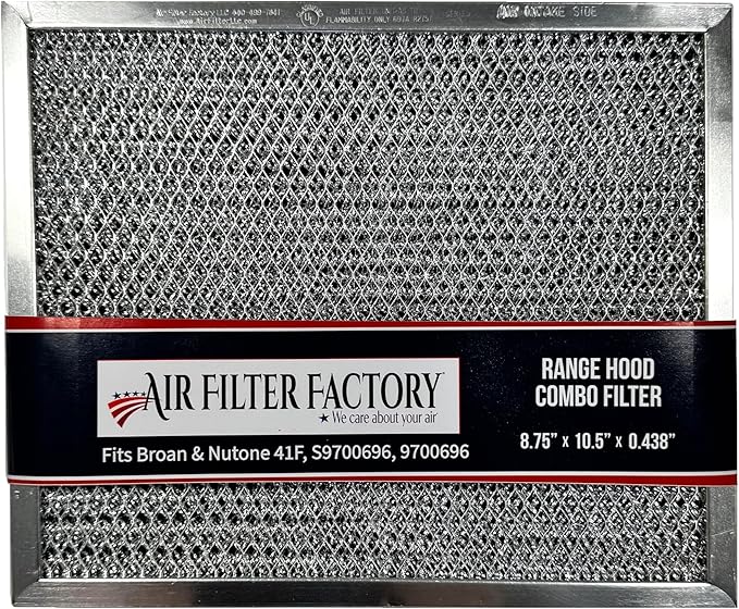 Air Filter Factory Range Hood Filter Replacement For 41F, 97007696, 97005687 Fits Broan Nutone Ductless Exhaust Fan Filter - 8.75 X 10.5 X .44 Inches Grease Mesh Carbon Kitchen Screen