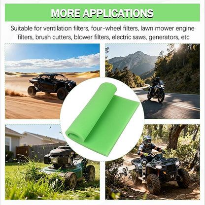 Motorcycle Air Filter Foam - BF-1 BF1 12" X 16" X 5/8" 65-PPI Green Fine Filter Foam, for Most Motorcycle ATV Scooters Dirt Bike UTV