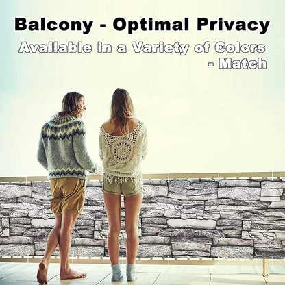 Fence Privacy Screen 3.6' x 49.2' Privacy Protection Weatherproof Patio Privacy Screen, Includes Cable Ties for Carport, Fence, Apartment Balcony, Stone Pattern
