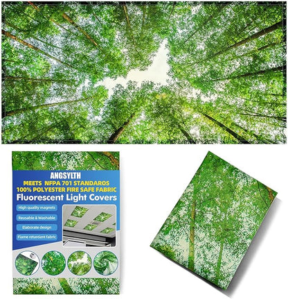 Fluorescent Light Covers - Classroom Covers for Ceiling Lights, 1 PCS 4 x 2 Feet Magnetic Light Filters, Classroom, Office Decor (Spring & Forest)