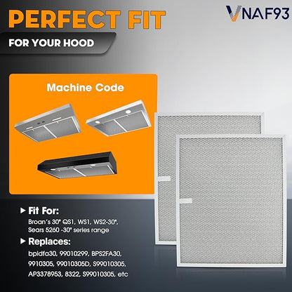 Upgraded 2 Pack BPS1FA30 Grease Filters 12"x14" Compatible with Broan Allure Range Hoods, Replaces 99010299 Vent Filters