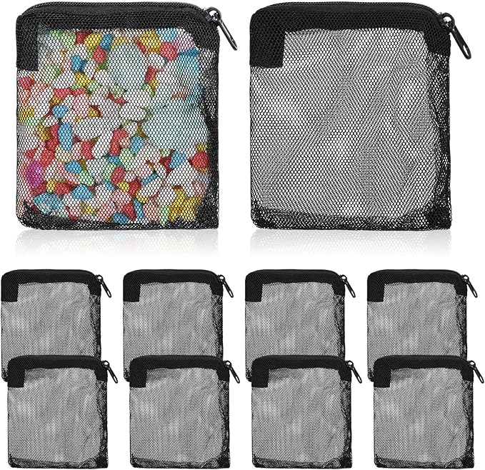 10 Pcs Aquarium Filter Media Bags, 3.9 x 3.9 Inch Fish Tank Fine Mesh Bag with Zipper Fine Mesh Bag Aquarium Reusable Meshes Bags for Activated Carbon Filters Balls Filters Stones