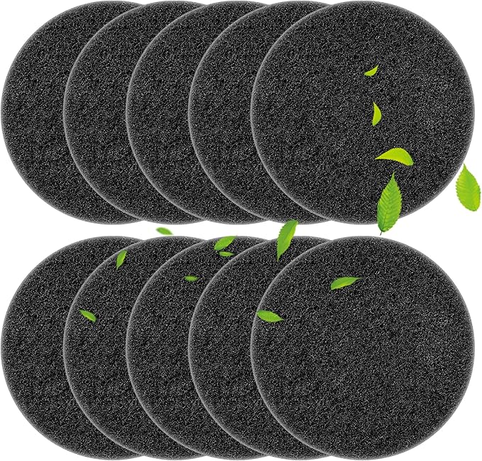 KEEPOW 10 Pack 6.75" Compost Bin Filter Replacement for Kitchen Compost Bin Countertop, Charcoal Filters for Compost Bucket, Activated Carbon Filter for Compost Pail Counter Refill Sets (Round)