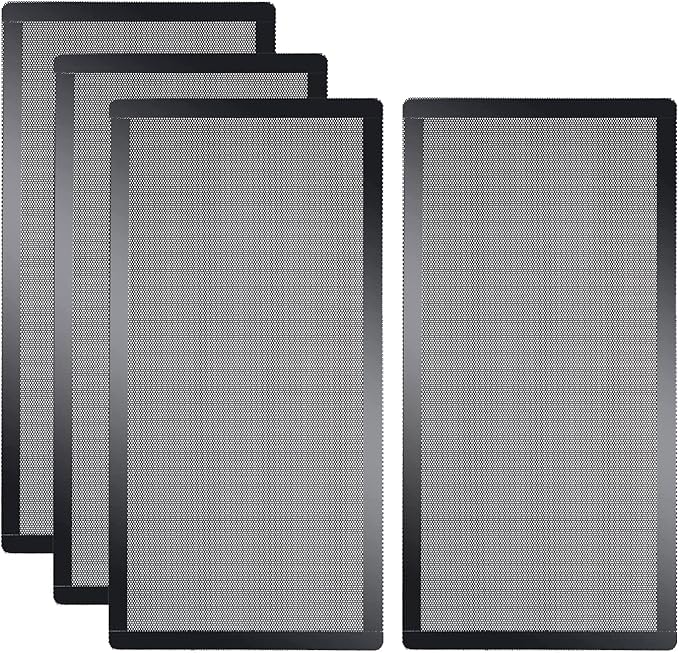 [4 Pack] 280x140mm PC Case Dust Mesh Filter, Magnetic Frame Computer Fan Dust Mesh PC Cooler Filter Dustproof PVC Cover Grills - Black