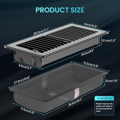Floor Register 4 x 10 Inch, HG Power 2 Pack Heavy Duty Floor Vent Covers for Home with Screen Net, Adjust Metal Rust Proof Finish Air Vent for Kitchen, Heat, Office