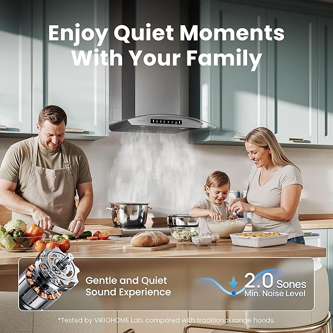 30" Wall Mount Range Hood Tempered Glass 900 CFM, Kitchen Chimney Vent Stainless Steel, with Gesture Sensing and Touch Control Switch Panel, 3-Speed Exhaust Fan Permanent Filter
