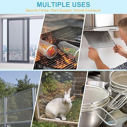 4 Pcs 13x9 (33cmx23cm) 40 Mesh 304 Stainless Steel Wire Mesh Sheet, Rustproof Metal Mesh Sheet Screen for DIY Crafts, Vent Covers, Garden Fencing, Window Protection & Industrial Filters