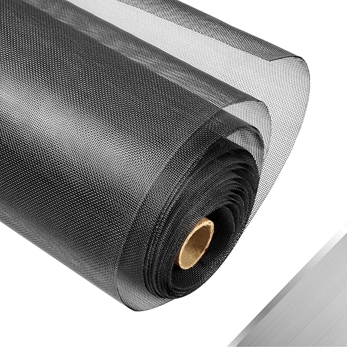 304 Stainless Steel Mesh Window Screen Roll,47IN x 10FT Black Metal Window Screen Replacement,Window Screen Mesh for Window,Door,Patio,Pet,Vent,Filter,Porch,Cage and DIY Project (22 Mesh)