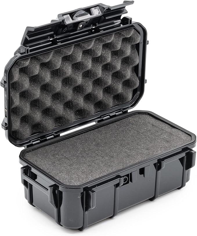 Evergreen 57 Waterproof Dry Box Protective Case with Pick & Pluck Foam - Travel Safe/Mil Spec/USA Made - for Cameras, Phones, Hiking, Boating, Water Sports, Action Cams (Black)