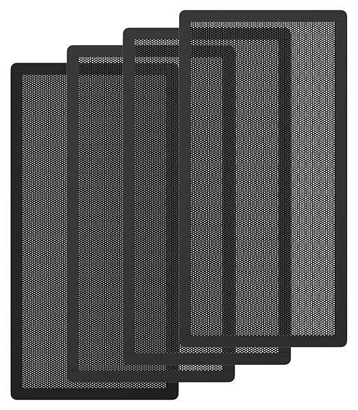 MoKo 140 x 280mm PC Case Magnetic Dust Mesh Filter, 0.5mm PVC Mesh Hole Computer Cooler Fan, Magnetic Frame Dustproof Cover Grill for Computer PC Case - 4PCS