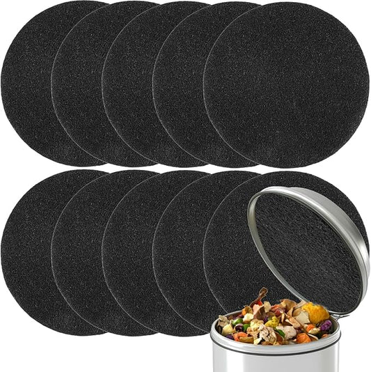 10PCS Compost Bin Charcoal Filters- 6.7inch Activated Carbon Filters，Round Charcoal Replacements for Kitchen Compost Bin Pail Replacement,Countertop Home Bucket Refill